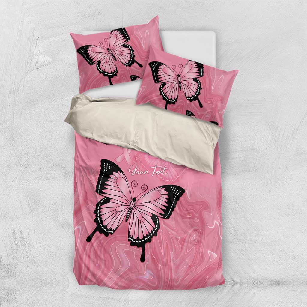 Personalised Australia Breast Cancer Awareness Bedding Set Pink Ribbon Butterfly Opal Pattern - Aussie Hoodie