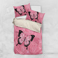 Personalised Australia Breast Cancer Awareness Bedding Set Pink Ribbon Butterfly Opal Pattern - Aussie Hoodie