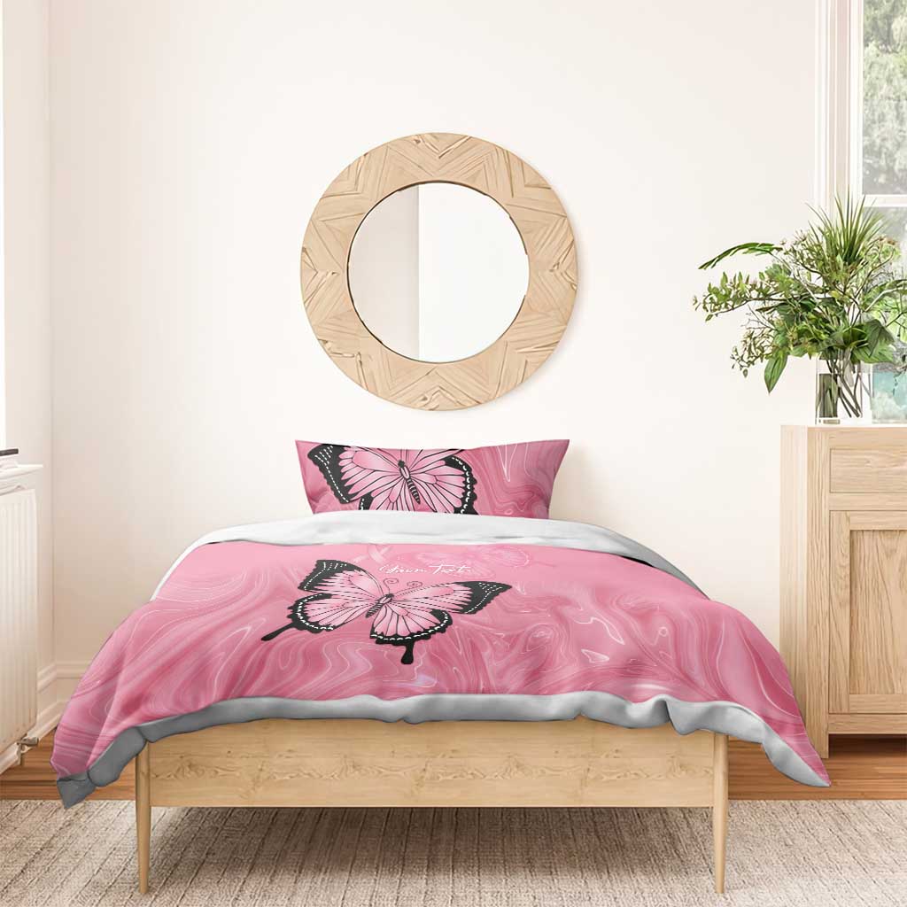 Personalised Australia Breast Cancer Awareness Bedding Set Pink Ribbon Butterfly Opal Pattern - Aussie Hoodie
