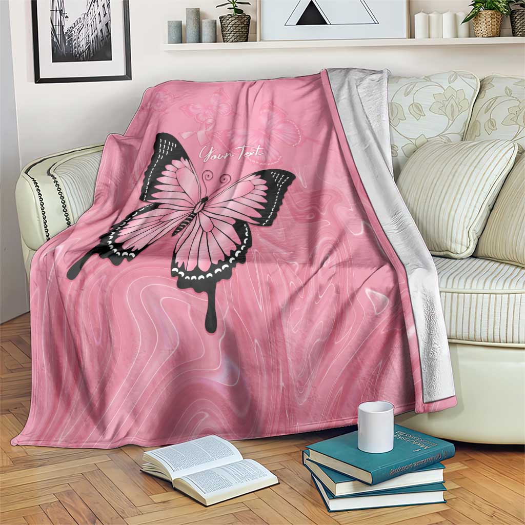 Personalised Australia Breast Cancer Awareness Blanket Pink Ribbon Butterfly Opal Pattern - Aussie Hoodie