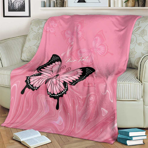 Personalised Australia Breast Cancer Awareness Blanket Pink Ribbon Butterfly Opal Pattern - Aussie Hoodie