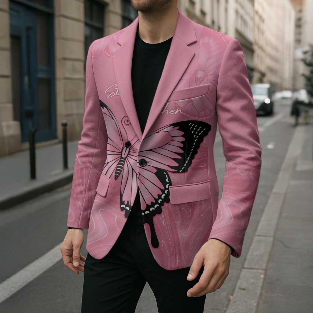 Personalised Australia Breast Cancer Awareness Blazer Pink Ribbon Butterfly Opal Pattern - Aussie Hoodie