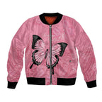 Personalised Australia Breast Cancer Awareness Bomber Jacket Pink Ribbon Butterfly Opal Pattern - Aussie Hoodie