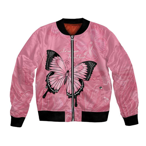 Personalised Australia Breast Cancer Awareness Bomber Jacket Pink Ribbon Butterfly Opal Pattern - Aussie Hoodie