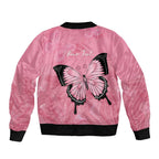 Personalised Australia Breast Cancer Awareness Bomber Jacket Pink Ribbon Butterfly Opal Pattern - Aussie Hoodie