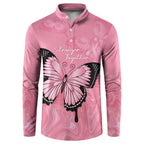 Personalised Australia Breast Cancer Awareness Button Sweatshirt Pink Ribbon Butterfly Opal Pattern - Aussie Hoodie