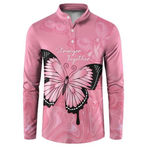 Personalised Australia Breast Cancer Awareness Button Sweatshirt Pink Ribbon Butterfly Opal Pattern - Aussie Hoodie