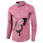 Personalised Australia Breast Cancer Awareness Button Sweatshirt Pink Ribbon Butterfly Opal Pattern - Aussie Hoodie
