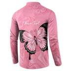 Personalised Australia Breast Cancer Awareness Button Sweatshirt Pink Ribbon Butterfly Opal Pattern - Aussie Hoodie