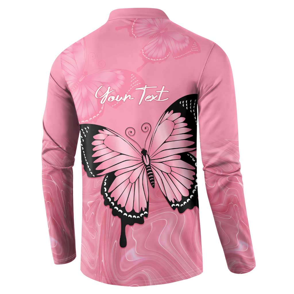 Personalised Australia Breast Cancer Awareness Button Sweatshirt Pink Ribbon Butterfly Opal Pattern - Aussie Hoodie