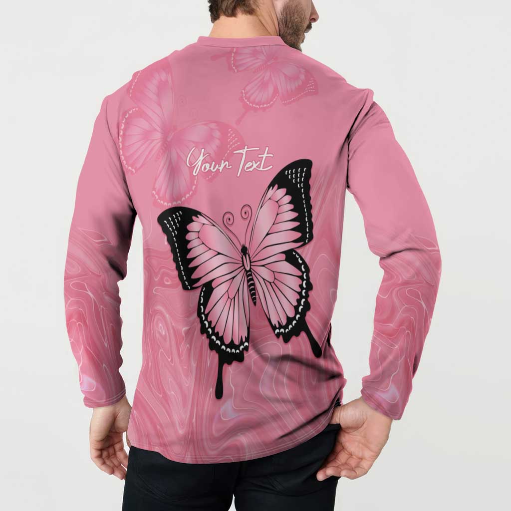 Personalised Australia Breast Cancer Awareness Button Sweatshirt Pink Ribbon Butterfly Opal Pattern - Aussie Hoodie