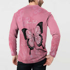 Personalised Australia Breast Cancer Awareness Button Sweatshirt Pink Ribbon Butterfly Opal Pattern - Aussie Hoodie