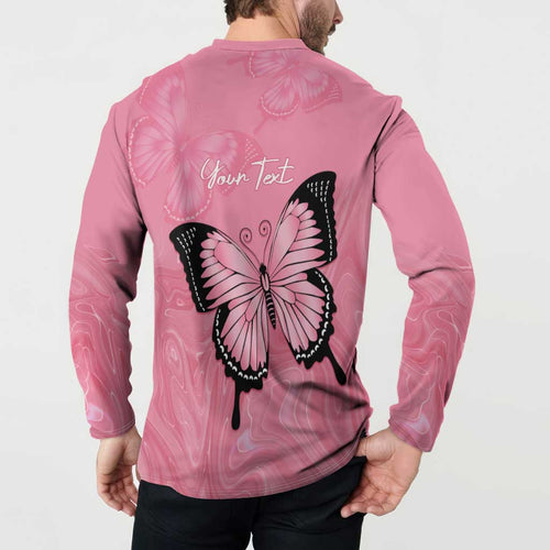 Personalised Australia Breast Cancer Awareness Button Sweatshirt Pink Ribbon Butterfly Opal Pattern - Aussie Hoodie
