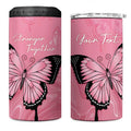 Personalised Australia Breast Cancer Awareness 4 in 1 Can Cooler Tumbler Pink Ribbon Butterfly Opal Pattern - Aussie Hoodie