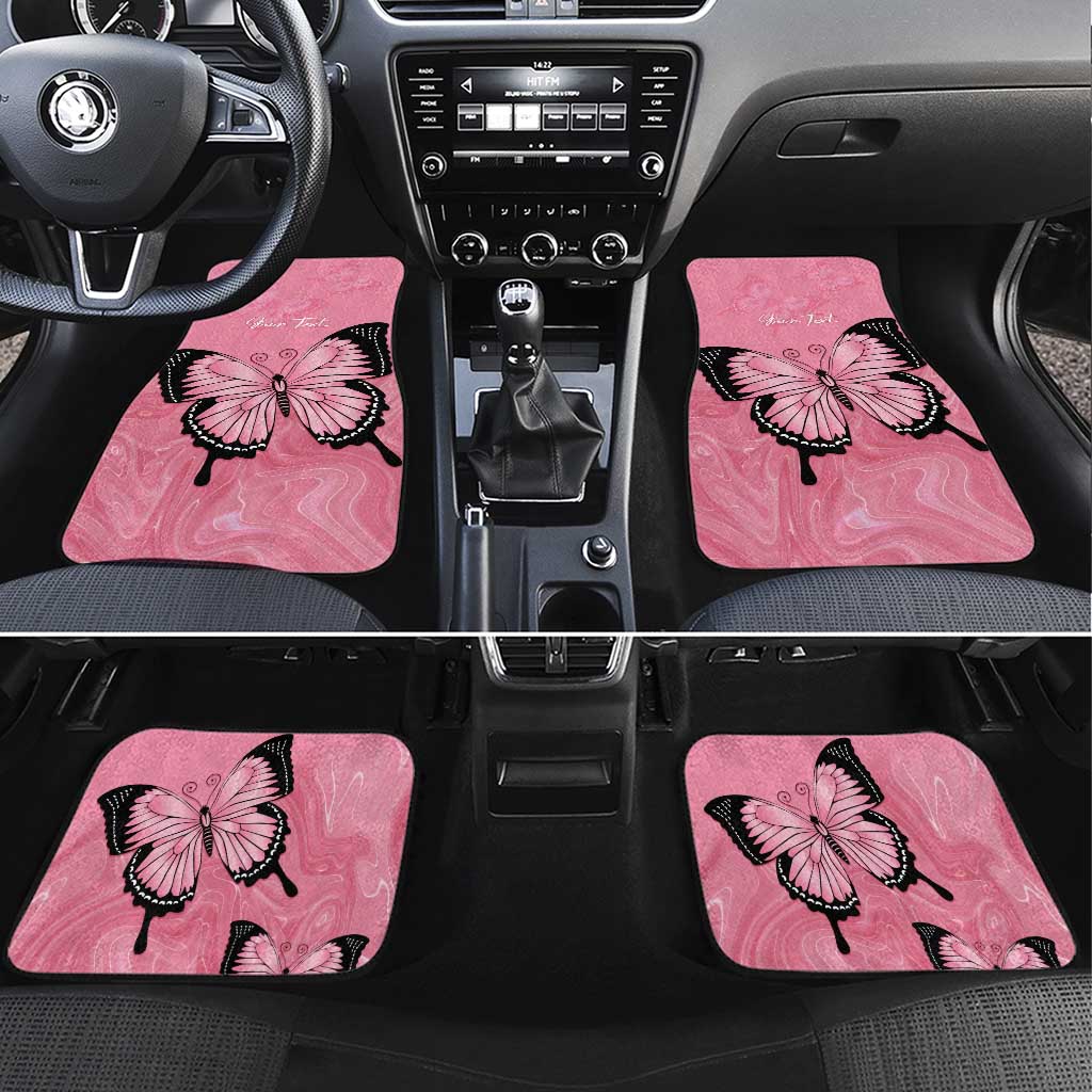 Personalised Australia Breast Cancer Awareness Car Mats Pink Ribbon Butterfly Opal Pattern - Aussie Hoodie