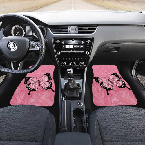 Personalised Australia Breast Cancer Awareness Car Mats Pink Ribbon Butterfly Opal Pattern - Aussie Hoodie