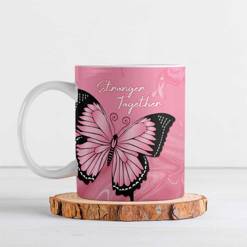 Personalised Australia Breast Cancer Awareness Ceramic Mug Pink Ribbon Butterfly Opal Pattern - Aussie Hoodie
