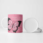 Personalised Australia Breast Cancer Awareness Ceramic Mug Pink Ribbon Butterfly Opal Pattern - Aussie Hoodie