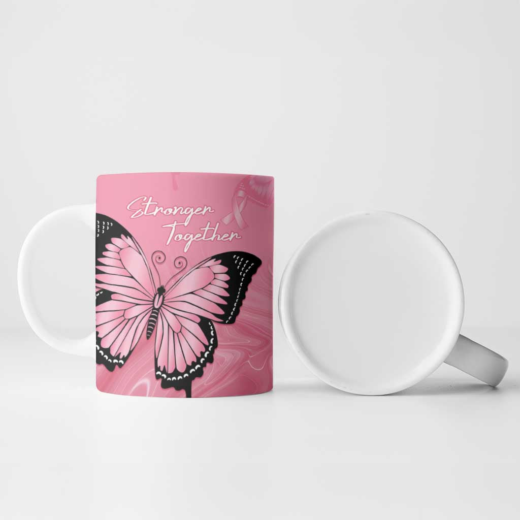 Personalised Australia Breast Cancer Awareness Ceramic Mug Pink Ribbon Butterfly Opal Pattern - Aussie Hoodie