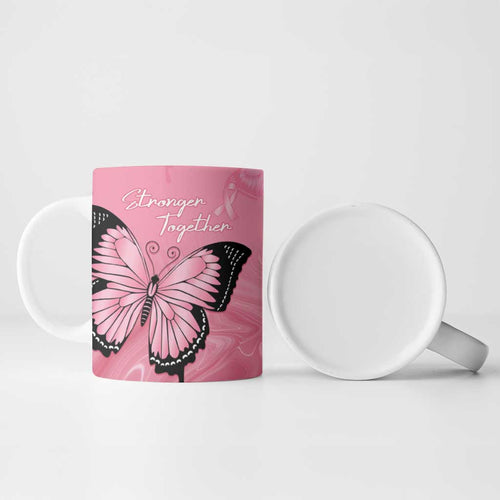 Personalised Australia Breast Cancer Awareness Ceramic Mug Pink Ribbon Butterfly Opal Pattern - Aussie Hoodie
