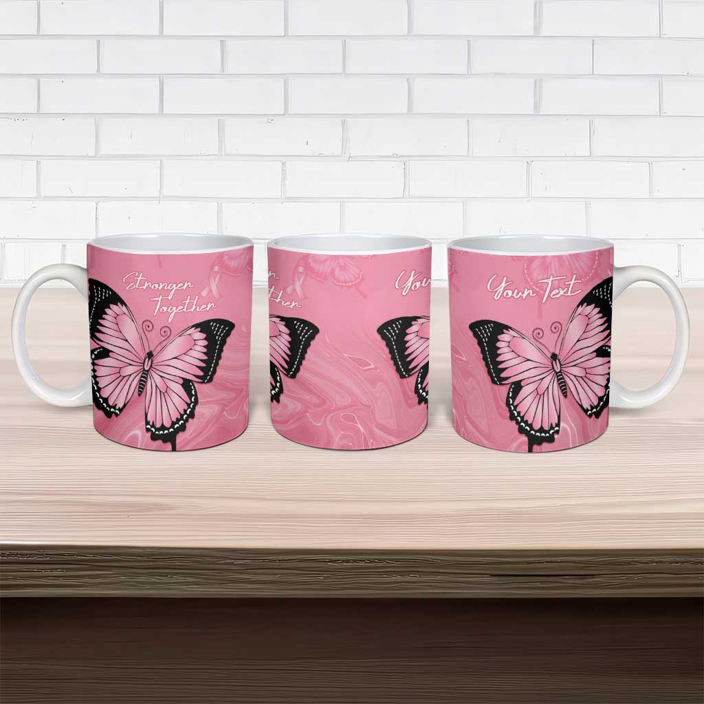 Personalised Australia Breast Cancer Awareness Ceramic Mug Pink Ribbon Butterfly Opal Pattern - Aussie Hoodie
