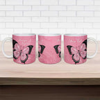 Personalised Australia Breast Cancer Awareness Ceramic Mug Pink Ribbon Butterfly Opal Pattern - Aussie Hoodie