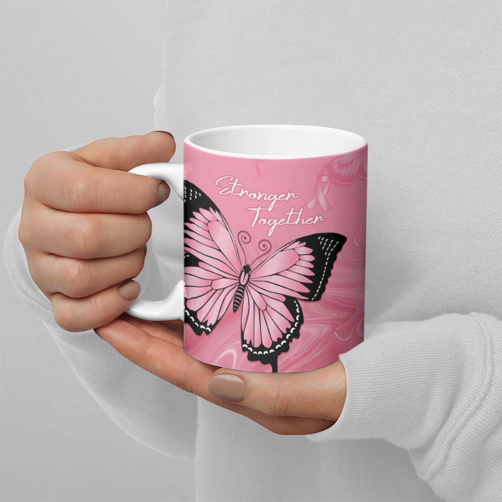 Personalised Australia Breast Cancer Awareness Ceramic Mug Pink Ribbon Butterfly Opal Pattern - Aussie Hoodie