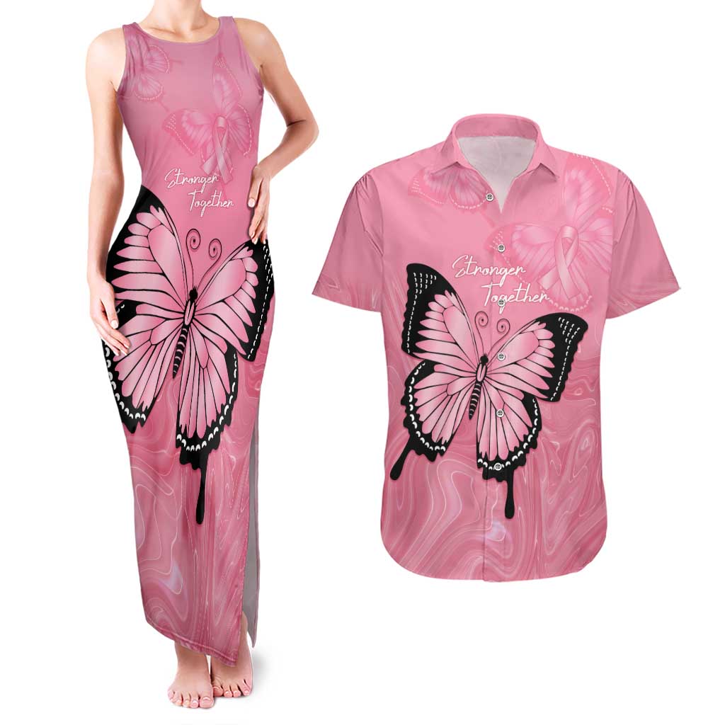 Personalised Australia Breast Cancer Awareness Couples Matching Tank Maxi Dress and Hawaiian Shirt Pink Ribbon Butterfly Opal Pattern - Aussie Hoodie