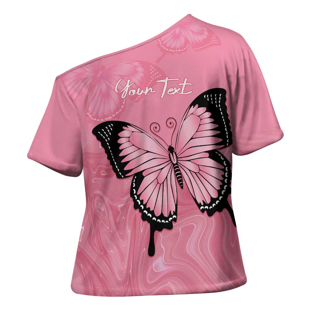 Personalised Australia Breast Cancer Awareness Cross Shoulder Shirt Pink Ribbon Butterfly Opal Pattern - Aussie Hoodie