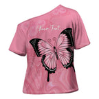 Personalised Australia Breast Cancer Awareness Cross Shoulder Shirt Pink Ribbon Butterfly Opal Pattern - Aussie Hoodie