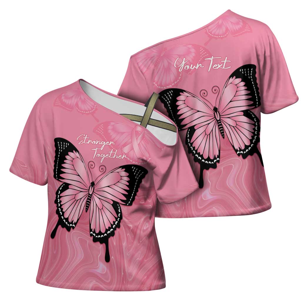 Personalised Australia Breast Cancer Awareness Cross Shoulder Shirt Pink Ribbon Butterfly Opal Pattern - Aussie Hoodie