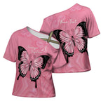 Personalised Australia Breast Cancer Awareness Cross Shoulder Shirt Pink Ribbon Butterfly Opal Pattern - Aussie Hoodie