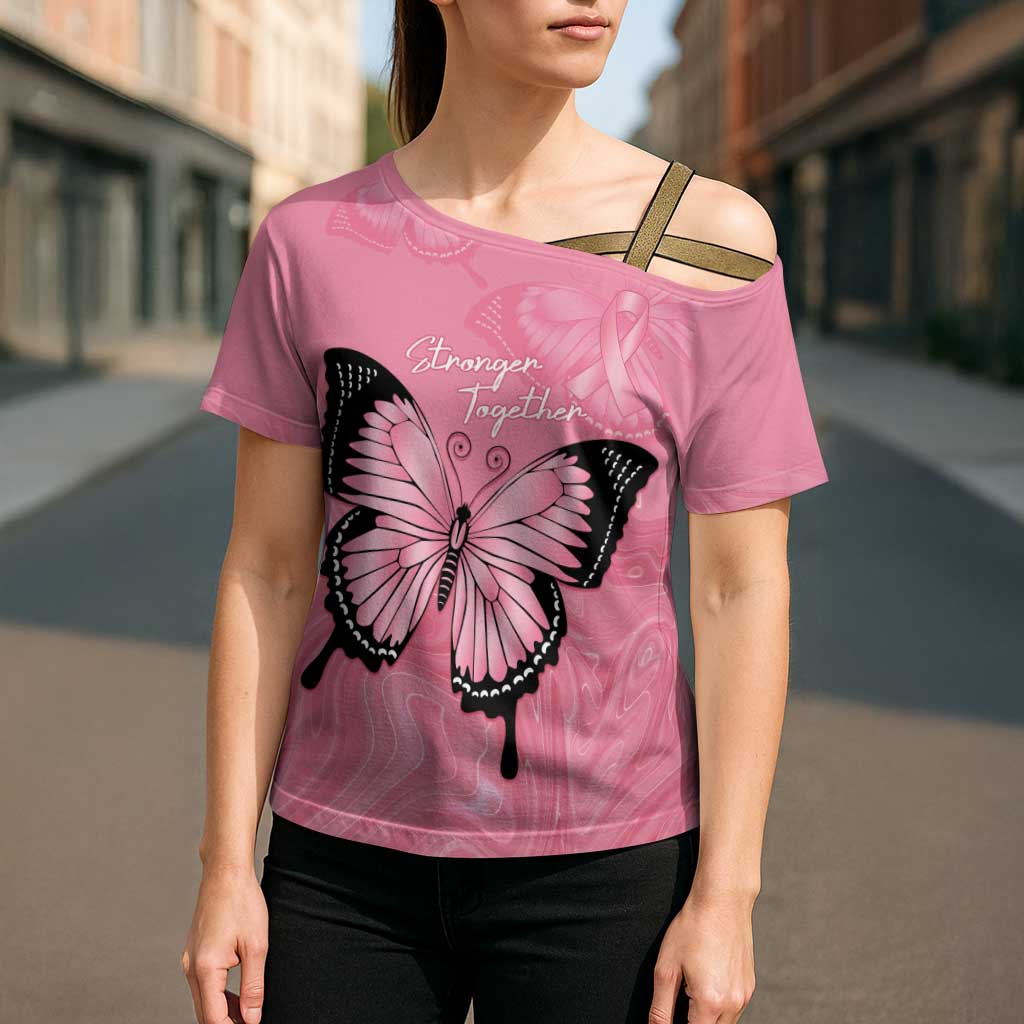 Personalised Australia Breast Cancer Awareness Cross Shoulder Shirt Pink Ribbon Butterfly Opal Pattern - Aussie Hoodie