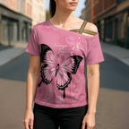 Personalised Australia Breast Cancer Awareness Cross Shoulder Shirt Pink Ribbon Butterfly Opal Pattern - Aussie Hoodie