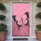 Personalised Australia Breast Cancer Awareness Door Cover Pink Ribbon Butterfly Opal Pattern - Aussie Hoodie
