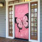 Personalised Australia Breast Cancer Awareness Door Cover Pink Ribbon Butterfly Opal Pattern - Aussie Hoodie