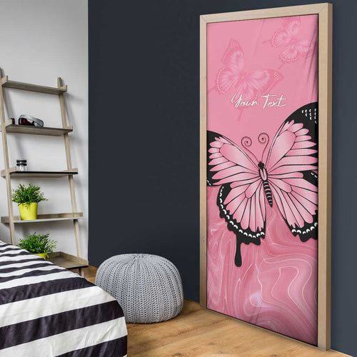 Personalised Australia Breast Cancer Awareness Door Cover Pink Ribbon Butterfly Opal Pattern - Aussie Hoodie