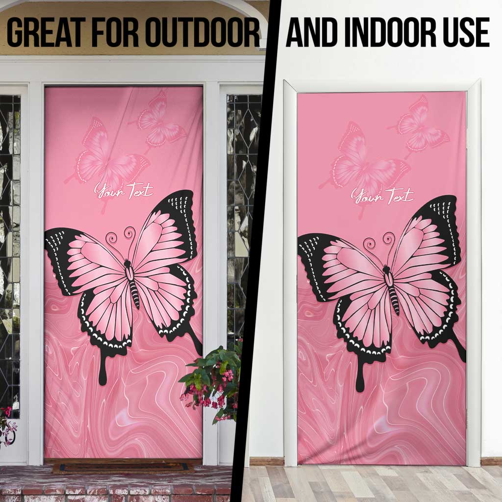 Personalised Australia Breast Cancer Awareness Door Cover Pink Ribbon Butterfly Opal Pattern - Aussie Hoodie