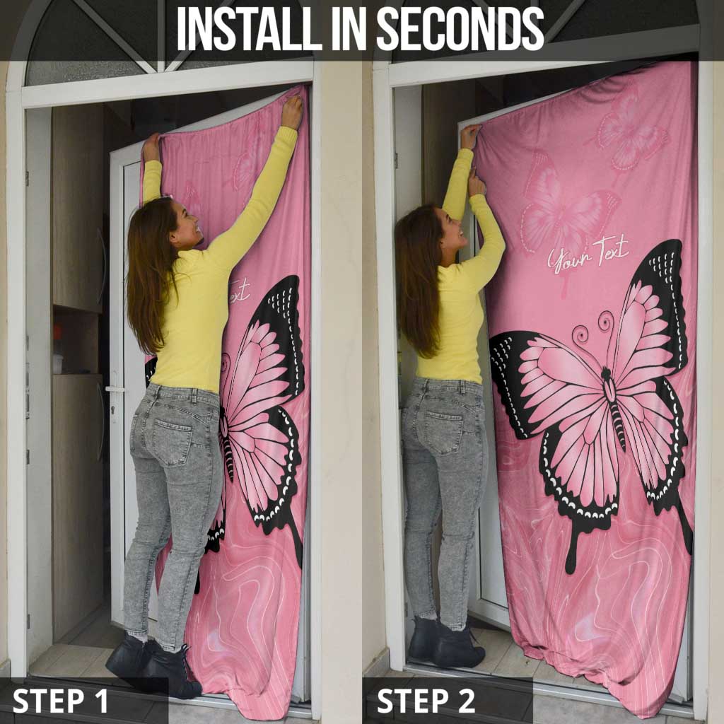 Personalised Australia Breast Cancer Awareness Door Cover Pink Ribbon Butterfly Opal Pattern - Aussie Hoodie