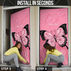 Personalised Australia Breast Cancer Awareness Door Cover Pink Ribbon Butterfly Opal Pattern - Aussie Hoodie