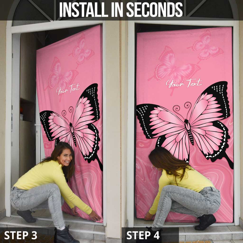 Personalised Australia Breast Cancer Awareness Door Cover Pink Ribbon Butterfly Opal Pattern - Aussie Hoodie