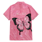 Personalised Australia Breast Cancer Awareness Family Matching Off The Shoulder Long Sleeve Dress and Hawaiian Shirt Pink Ribbon Butterfly Opal Pattern - Aussie Hoodie