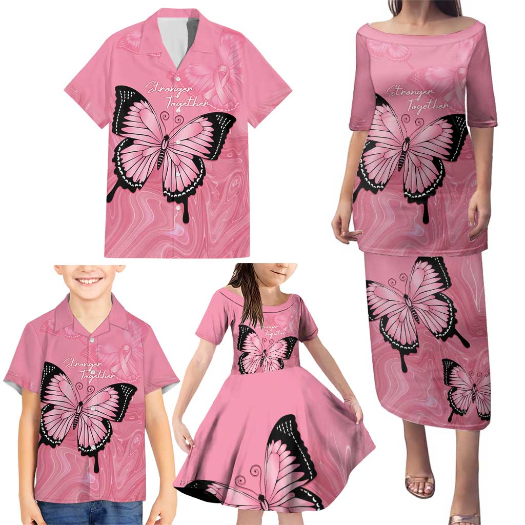 Personalised Australia Breast Cancer Awareness Family Matching Puletasi and Hawaiian Shirt Pink Ribbon Butterfly Opal Pattern - Aussie Hoodie