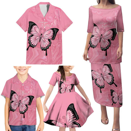 Personalised Australia Breast Cancer Awareness Family Matching Puletasi and Hawaiian Shirt Pink Ribbon Butterfly Opal Pattern - Aussie Hoodie