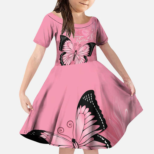Personalised Australia Breast Cancer Awareness Family Matching Puletasi and Hawaiian Shirt Pink Ribbon Butterfly Opal Pattern - Aussie Hoodie