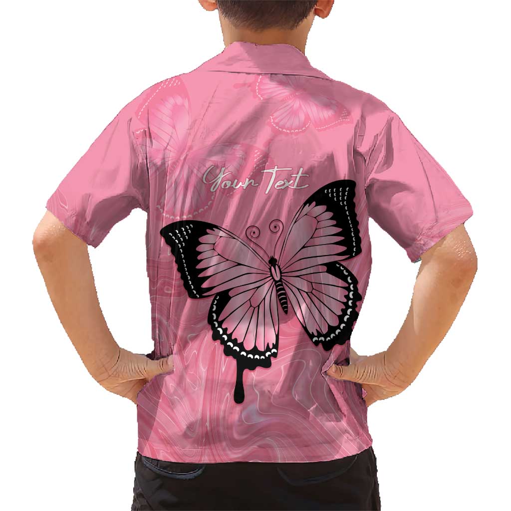 Personalised Australia Breast Cancer Awareness Family Matching Short Sleeve Bodycon Dress and Hawaiian Shirt Pink Ribbon Butterfly Opal Pattern - Aussie Hoodie