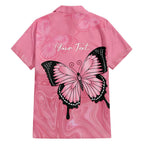Personalised Australia Breast Cancer Awareness Family Matching Summer Maxi Dress and Hawaiian Shirt Pink Ribbon Butterfly Opal Pattern - Aussie Hoodie