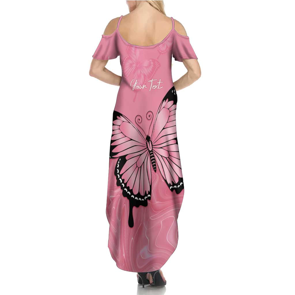 Personalised Australia Breast Cancer Awareness Family Matching Summer Maxi Dress and Hawaiian Shirt Pink Ribbon Butterfly Opal Pattern - Aussie Hoodie