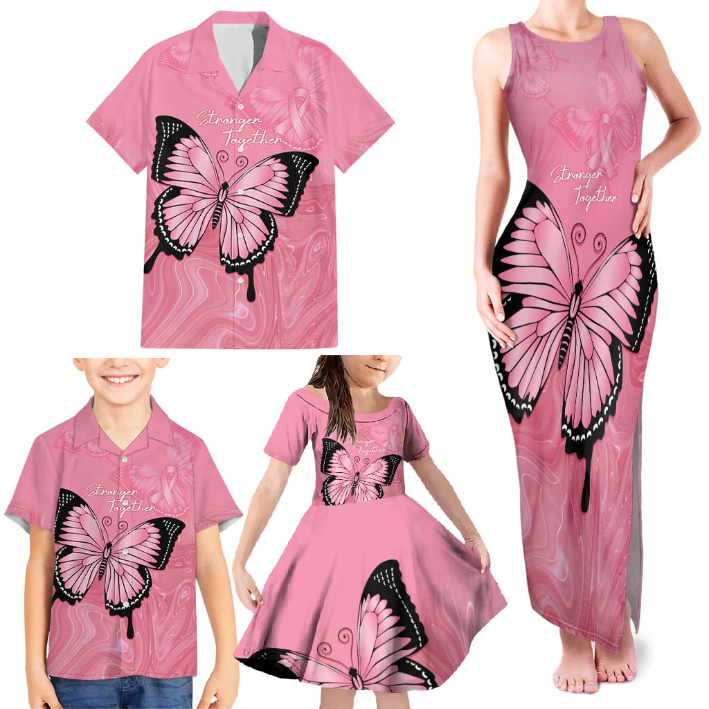 Personalised Australia Breast Cancer Awareness Family Matching Tank Maxi Dress and Hawaiian Shirt Pink Ribbon Butterfly Opal Pattern - Aussie Hoodie