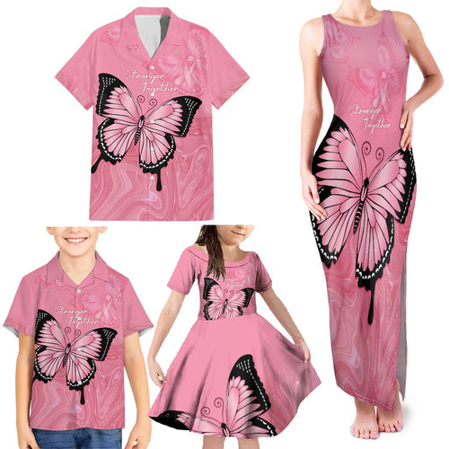 Personalised Australia Breast Cancer Awareness Family Matching Tank Maxi Dress and Hawaiian Shirt Pink Ribbon Butterfly Opal Pattern - Aussie Hoodie